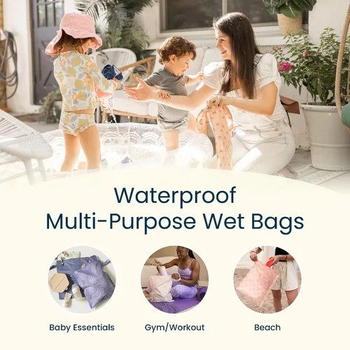 Vista 6 de Tiny Twinkle Bolsas húmedas a prueba de desorden 1 paquete de bolsas húmedas reutilizables impermeables para trajes de baño Ropa de bebé Bolsa