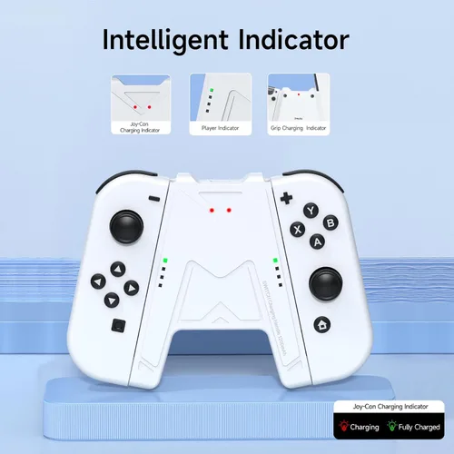 Vista 3 de JINGDU Switch Joy-Con - Agarre de carga con batería de 1200 mAh, solución de carga portátil compatible con el controlador de Nintendo Switch