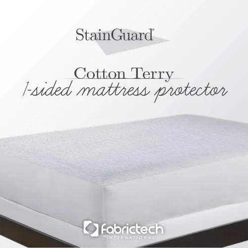 Vista 2 de Fabrictech SG33 StainGuard - Protector de colchón de rizo de algodón de una cara, tamaño individual, color blanco