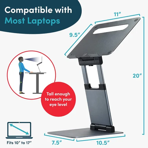 Vista 4 de Lifelong Soporte ergonómico ajustable para laptop para escritorio, altura de hasta 20 pulgadas, soporte elevador portátil para computadora portátil