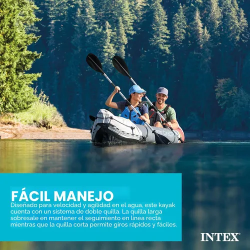 Vista 7 de INTEX Juego de kayak inflable para 2 personas, Dakota K2 con remos de 86 pulgadas y bomba 68310VM - Kayak tándem sentado con skegs intercambiables