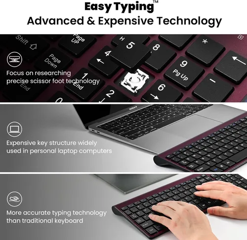 Vista 2 de cimetech EasyTyping KF10 - Combo de teclado y mouse inalámbricos, [teclas de interruptor de tijera silenciosas], [teclas que ahorran esfuerzo]