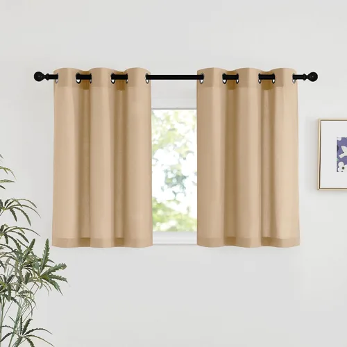 Vista 129 de NICETOWN - Cortinas de lino angora para ventana de cocina sobre el fregadero, con ojales, lino grueso angora, tratamientos cortos para ventanas