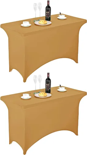 Vista 173 de FORLIFE - Funda de mesa de elastano, mantel ajustado de 4 pies para mesas rectangulares, funda elástica para patio, universal para bodas, banquetes