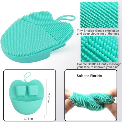 Vista 2 de INNERNEED Juego de cepillos de limpieza facial de silicona suave, almohadilla exfoliante suave y masajeadora, diseño antideslizante para eliminación