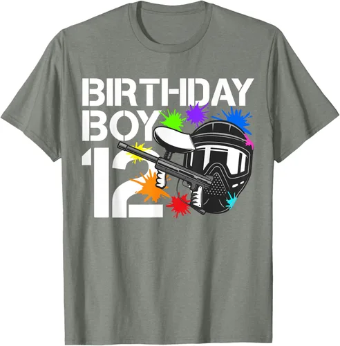 Vista 21 de 12th B-Day Paintball Birthday Party Boy 12 Year Old Funny T-Shirt, Negro