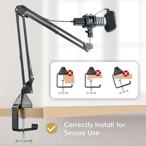 Vista 6 de TONOR TC30+ - Kit de micrófono USB, grabación de podcasts para PC, condensador cardioide, juego de micrófono para computadora, juegos, transmisión
