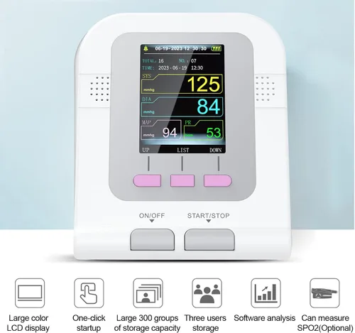 Vista 7 de CONTEC Tensiómetro de presión arterial completamente automático de brazo superior con 3 modos y 3 puños, esfigmomanómetro electrónico con memoria