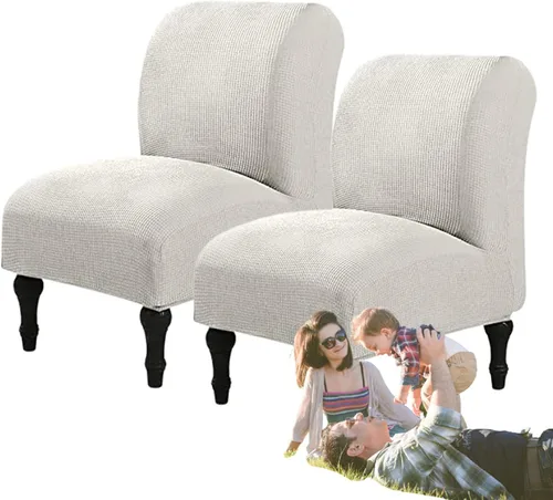 Vista 15 de Fundas elásticas para silla sin brazos, extraíbles y lavables, de elastano jacquard sin reposabrazos, protector de muebles para sala de estar, Verde