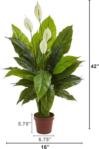 Vista 6 de Nearly Natural Planta artificial Spathiphyllum Peace Lily Real Touch de 42