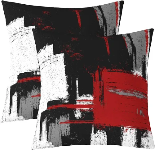 Vista 10 de Juego de 2 fundas de almohada abstractas de 16 x 16 pulgadas para niños, niñas, adolescentes, decoración de dormitorio, moderna a rayas, decoración