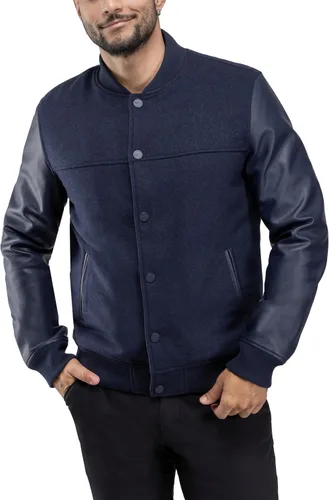 Vista 12 de X RAY Chaqueta Varsity para hombre, chaquetas casuales de béisbol Letterman para hombre Negro/Negro - 83006