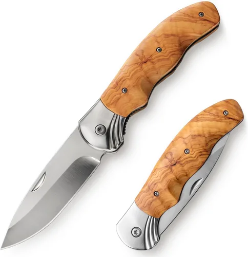 Vista 12 de Grand Way Cuchillo plegable de hoja larga – Cuchillos afilados para caza, senderismo, campamento, supervivencia táctica y trabajo para hombres