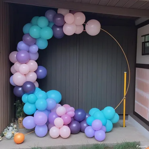 Vista 4 de Kit de arco de globos de sirena, 120 piezas kit de arco de guirnalda de globos azules y morados con globos plateados de aluminio 4D, verde azulado