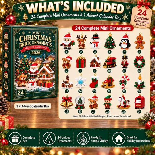 Vista 7 de Calendario de Adviento de Navidad 3D 2026, 24 mini adornos de bloques