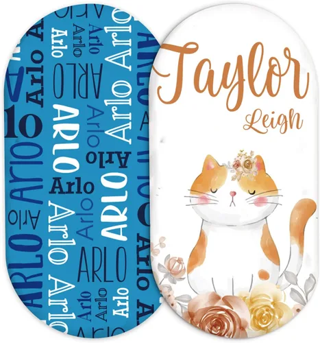 Vista 28 de Juego de 2 sábanas personalizadas para moisés de bebé, ajuste universal para colchón/almohadilla de moisés rectangular, ovalado, de reloj de arena