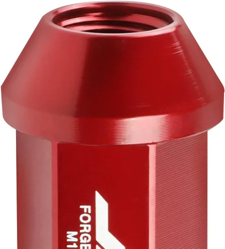 Vista 5 de J2 Engineering 7075-T6 Aluminio M12 x 1.25 20Pcs 2.953 in Alto Spiky Cap Lug Nut w/Adapter Rojo