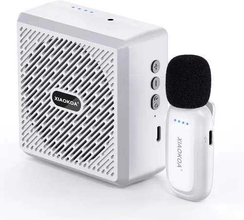 Vista 8 de Micrófono de auriculares inalámbricos, micrófono de cabeza de tono de piel de 2.4G, micrófonos de carga beige para amplificador de voz, altavoz