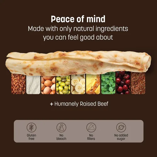 Vista 3 de Earth Animal No Hide Chews - Rollos masticables para perros grandes sin cuero crudo de larga duración, carne de res - 2 unidades Large Beef