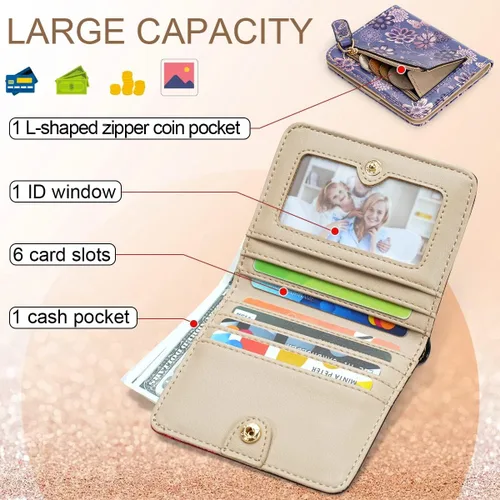 Vista 2 de APHISON Billetera para mujer, delgada y pequeña, cartera RFID para mujer, 11-0104, Moda