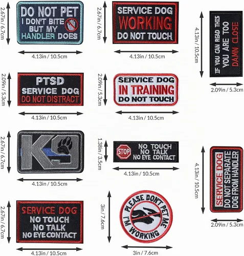 Vista 2 de 10 Piezas de Emblema de Servicio para Perros K9 "Por Favor No Me Acaricien" en Entrenamiento Sin Tocar Insignia Completa Bordada para Arnés de 1.