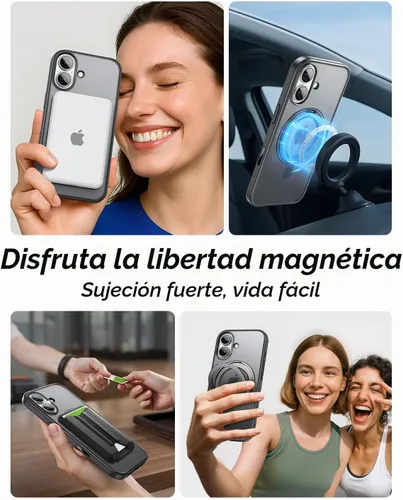 Vista 4 de MAGIC JOHN Soporte Magnético Invisible Giratorio 360° para Funda de iPhone 17 [Botón de Control de Cámara] [Compatible con MagSafe] 16 pies Shockof