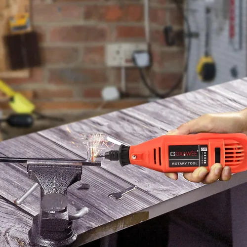 Vista 5 de GOXAWEE Kit de herramientas rotativas con portabrocas sin llave y eje flexible, herramienta eléctrica multiusos de velocidad variable y 140