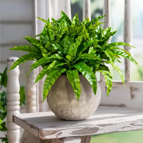 Vista 4 de 4 Piezas Tallos de Vegetación Artificial Helecho Nido de Pájaro Falso Ramas Falsas Plantas Artificiales Dracaena Falsa Realista Plantas Realistas