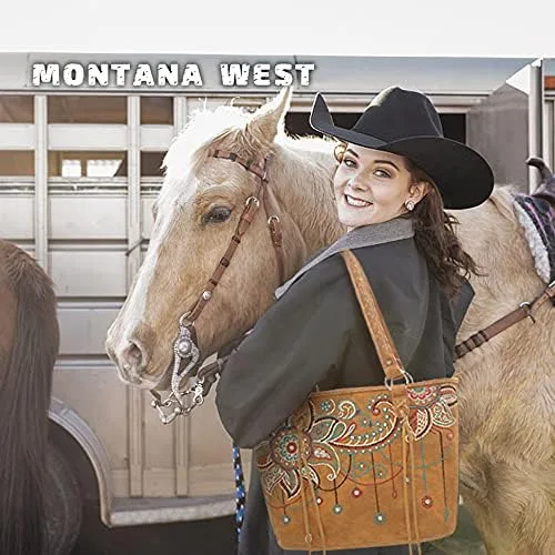 Vista 2 de Montana West Bolso de mano de cuero estilo occidental para mujer