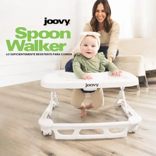 Vista 3 de Joovy Spoon Baby Walker & Activity Center, Extra-Large Tray, Blueberry Azul (Arándano)