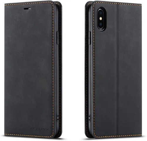 Vista 19 de QLTYPRI Funda tipo cartera para iPhone XR, 3 tarjeteros, color azul