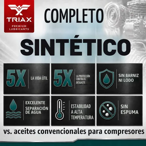 Vista 3 de TRIAX Kompressor MV 46 SAE 20, Aceite para Compresor de Aire Completamente Sintético, Multi-Vis para Rotativo, de Paletas, de Tornillo