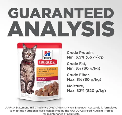 Vista 10 de Hill's Science Diet Adulto 1-6, Adulto 1-6 Premium Nutrition, Comida húmeda para gatos, estofado de cazuela de pollo, bolsa de 2.8 onzas, caja de 24