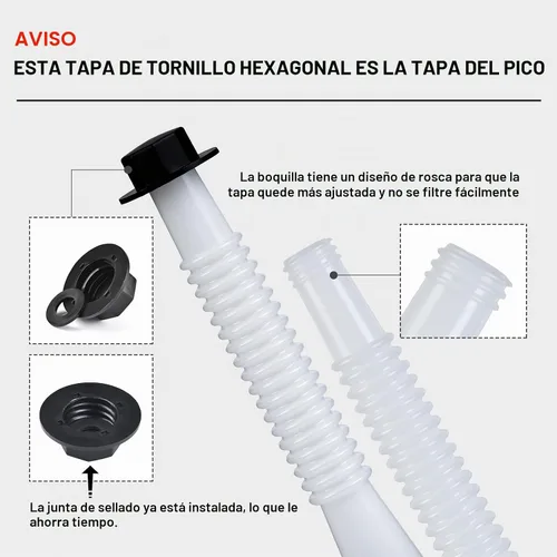 Vista 4 de Kits de reemplazo de boquilla de gasolina, reemplazo de boquilla de lata de Blanco