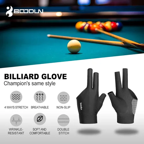 Vista 2 de YFY Guante de Billar de 3 Dedos para Mano Izquierda de Cuero Azul Adulto Unisex Jugadores de Billar Deportivo Compacto Fácil de Poner Guante