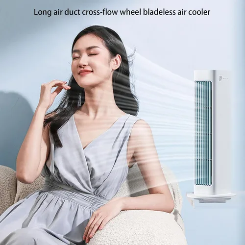 Vista 2 de Portable Air Conditioners, tower fan for bedroom with remote, portable rechargeable personal air cooler with remote control, 3 Wind Speeds Quiet Blue