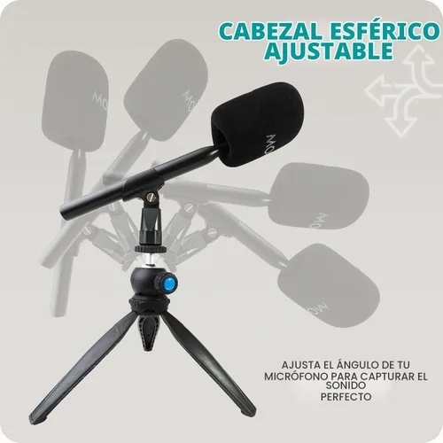 Vista 4 de Movo HMT-2 Soporte de micrófono de trípode de mesa para Movo WMX-HM y Rode Interview Go Adaptadores de micrófono inalámbrico de mano. Perfecto