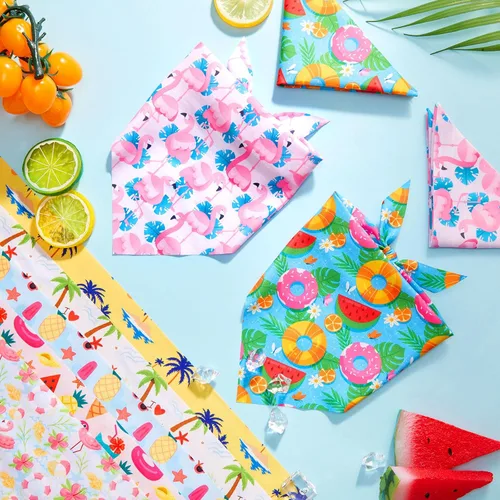 Vista 5 de Sweetude 50 bandanas para perros a granel para verano, flamenco