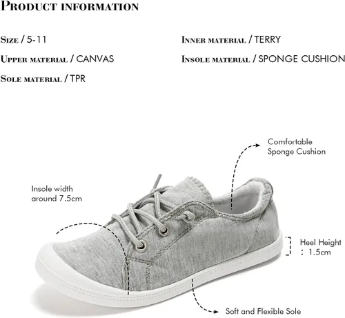 Vista 6 de Funkymonkey Zapatos informales de lona, para mujer, tenis planos, sin cordones y cómodos