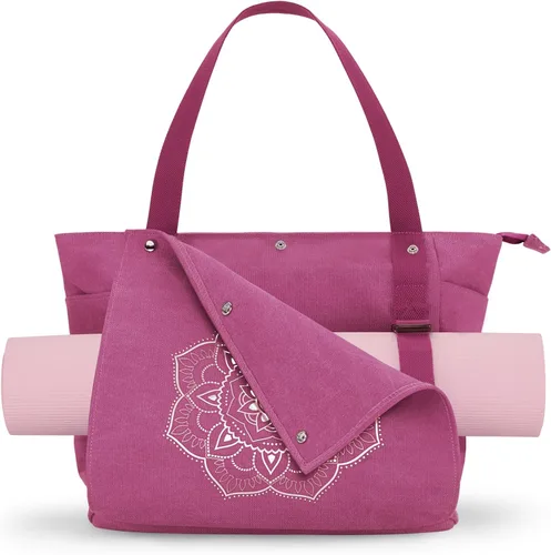 Vista 13 de Gonex Bolsa para Esterilla de Yoga, Bolsa de Gimnasio Tipo Tote con Múltiples Bolsillos para Mujeres y Hombres, Portaesterillas de Yoga de Lona