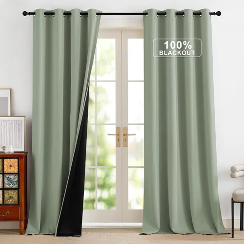 Vista 19 de NICETOWN Cortinas 100% Opacas Cortas de 36 Pulgadas de Largo para Dormitorio, Privacidad Aislamiento Térmico con Ojales Cortinas de Ventana