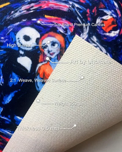 Vista 4 de Uhomate Jack Sally Jack y Sally Nightmare Before Christmas Vincent Van Gogh - Pósteres de noche estrellada para el hogar, lienzo para pared
