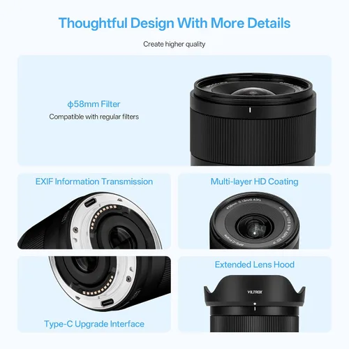 Vista 7 de Viltrox AF 9mm F2.8 Air APS-C lente para Sony E Mount, lente STM de enfoque automático de retrato de gran angular ultra amplio de 113.8° compatible