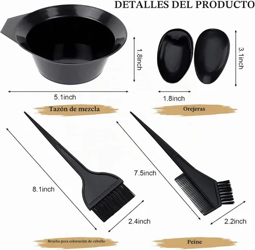 Vista 2 de 1st Choice Juego de cepillo y cuenco de color para teñir el cabello, kit de tazón de mezcla de cepillo de color de cabello, peine de tinte