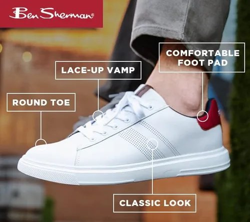 Vista 4 de Ben Sherman Hardie Dress Tennis Shoes for Men - Men's Fashion Sneakers - Lightweight Casual Shoes, Classic Look with Comfortable Foot Pad for