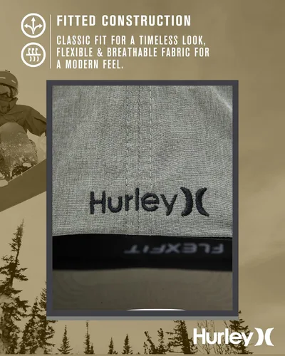 Vista 26 de Hurley Gorras para hombre - One & Only Flexfit Textures Cap - Sombreros ajustados para hombre, S-XL