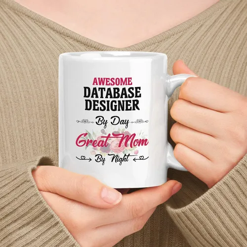 Vista 44 de Regalo para el desarrollador de backend 11oz, 15oz taza de cerámica blanca, regalo para madre impresionante () Por día, gran mamá por la noche