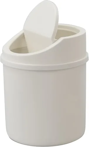 Vista 11 de Mini basurero de escritorio de 2 L, pequeño cubo de basura con tapa oscilante, color rosa Estructura portátil ligera, compacta de 0.5 galones
