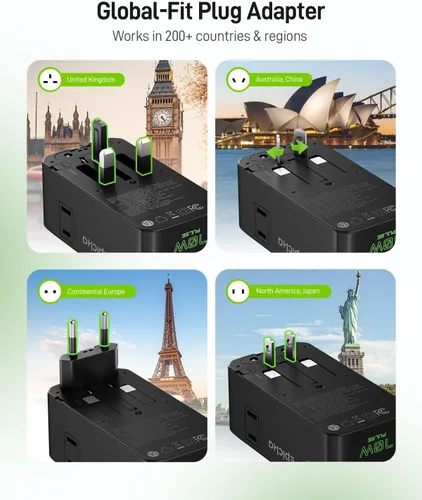Vista 6 de EPICKA Adaptador de viaje universal Pulse Ultra 70W PD con 2AC/3USB-C/1USB-A