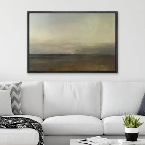 Vista 2 de SIGNLEADER Lienzo enmarcado para pared, paisaje pastel abstracto negro, naturaleza, ilustraciones de área silvestre, arte moderno, decorativo